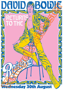 david bowie, ziggy stardust,bowie,glam rock, velvet goldmine, vintage rock posters, poster, london,Rainbow theatre,spiders from mars,1973