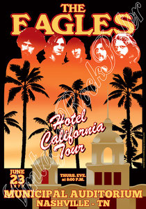 eagles,Hotel California, Hell Freezes Over, One of These Nights,eagles poster, concert, Glenn Frey, Don Henley, Bernie Leadon, Randy Meisner,linda ronstadt,oakland,1976,live