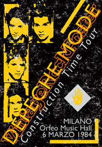 depepche mode, dark, Dave Gahan, Martin Lee Gore, Andrew Fletcher, Alan Wilder, Vince Clarke,violator,construction time, tour, depeche mode poster, manifesto, locandina,milano, italy,1984,paninaro