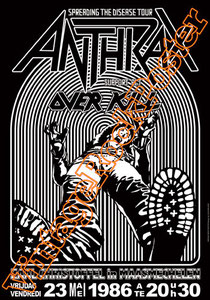 anthrax,classic rock,heavy metal,over kill,dan lilker,scott Ian,kenny kushner,neil turbin,dave weiss,john connelly,concert, poster, vintage rock posters, manifesto, locandina, cartaz,cartel,karte