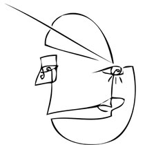 Dessin au trait stylisant un visage - visuel du spectacle "Dichotomes"