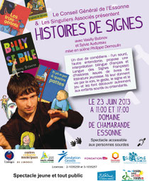 Tract de présentation du spectacle Histoires de Signes