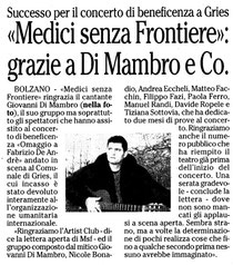 Recensione al concerto in omaggio a Fabrizio De André di Giovanni Di Mambro tenuto il 19 ottobre 2002