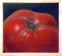 「トマト 025」水彩紙にパステル 色紙サイズ