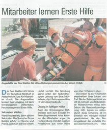Zeitungsbericht Urner Zeitung vom 21.10.2010