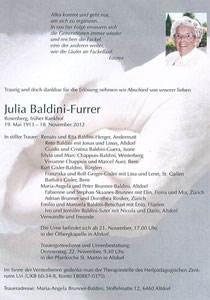 Todesanzeige Julia Baldini-Furrer