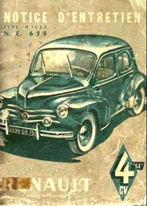 Notice d'entretien 4CV Renault 1954