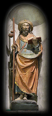 Statue de Saint Jacques. Eglise du village du Mont Saint Michel. Manche 50