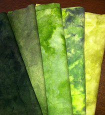 Collection of green hand-dyed wool