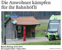 BLS Bahnhof Ferenbalm-Gurbrü, IG Bahnhof Ferenbalm-Gurbrü, Erhalt der Station, Bahnstation soll aufgehoben werden