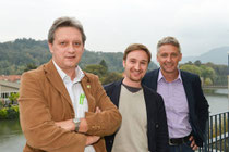 v.L.n.R. Günter Lesny (GU Bezirkssprecher), GR Stefan Rothbart (Stattegg), Lambert Schönleitner (Landessprecher, Spitzenkandidat 2015)