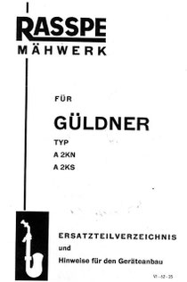 Ersatzteilliste Rasspe Mähwerk Güldner A2KS