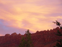 Zonsondergang bij de kampground in Moab