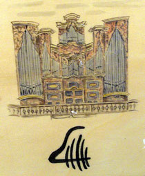 Eifert-Orgel Laucha, gemalt von unserem Fördermitglied Regina Hoffmann (Laucha).