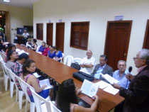 Joselías Sánchez Ramos, presidente del Grupo Cultural Manta inaugura El Libro-café-Cancebí. Manta, Ecuador.