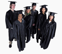 College graduation with students wearing their graduation gowns