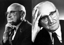 Vordenker des Neoliberalismus: Milton Friedman/Chicagoer Schule (links) und Friedrich August von Hayek/Österreichische Schule (rechts)