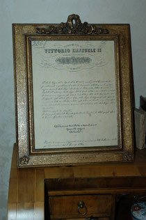 Particolare della sala riunioni: Decreto di Vittorio Emanuele II^  Approvazione del Codice di Commercio entrato in vigore il 1.1.1886