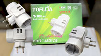 Steker T Arde + 2 usb fast charging. Asli kuningan. SNI. 