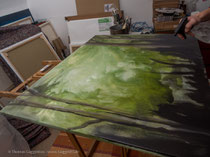 Acrylfarbe verläuft mit Wasser, Thomas Guggemos