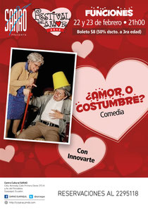 Afiche de ¿Amor o Costumbre? con Innovarte. Diseño de Eduardo Correa.