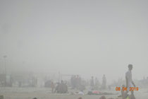 Sandsturm auf der Nehrung bei 34 Grad