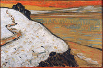 Maxime Maufra, Pont-Aven, ciel rouge,huile sur carton marouflé sur bois, 1892, musée des beaux-arts de Brest.