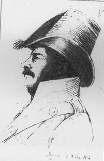 Zeichnung von Riedl vom Lützower Oberjäger und Battalions-Chirurgus August Albrecht Meckel v. Hemsbach