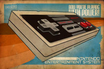 Controller NES con lo slogan: "Now You're Playing With Power