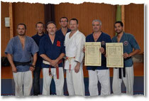 Denis GAUCHARD, 7ème dan Shishidan Kyoshi nihon jujitsu fondateur de Taikiken et John Gage , 7ème dan de Nihon jujitsu