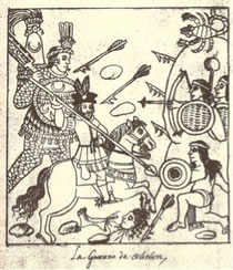 Chichimèques dans la ville et la province de Tlaxcala Représentation de Chichimèques dans la Descripción de la ciudad y provincia de Tlaxcala (source: revue e-Spania)