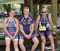 ...und erleichtert nach dem Zieleinlauf mit Christiane Tchorz und Ralf Meyer.