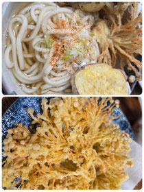 天ぷらうどん&えのきの天ぷら
