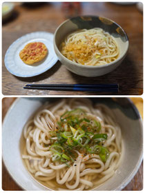 かけうどん&マルちゃんのかき揚げ