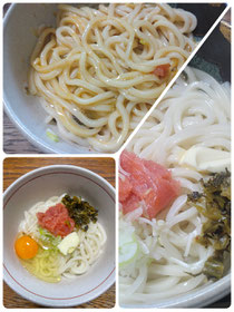 明太高菜バター釜玉うどん