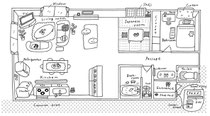 風水インテリア本間取り図イラスト