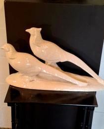 Paar fazanten in keramiek, Art-Deco j´30 gesigneerd Fontinelle, contacteer 0479 81 03 89 