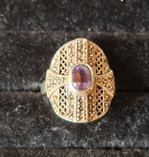 Ring in Art-Deco j´30,amethist, zilver en markasiet, Prijs 75 €, contacteer 0479 81 03 89 