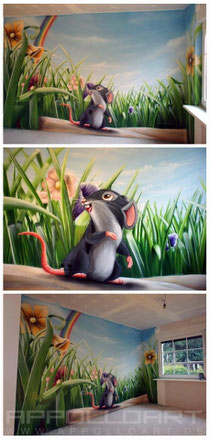 Kinderzimmer airbrush auto Wandmalerei Wohnraum
