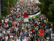 Der Protest gegen die israelischen Angriffe verlief friedlich. Foto: D. Maure