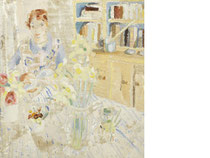 Amy in the Kitchen at Banks Head  signed and dated Winifred Nicholson 1928