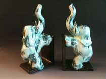 Elephant bookends, 1930s.