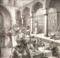 Redécouverte des textes grecs et latins traduits et conservés dans les bibliothèques du Moyen Orient. Temple de Paris