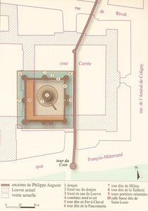 Le Louvre de Philippe Auguste. - Atlas de Paris au Moyen Âge - ©Parigramme. Temple de Paris