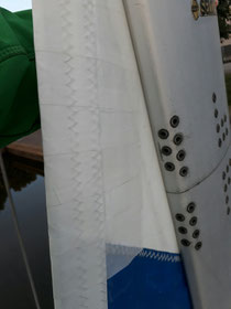 Taped main sail rip