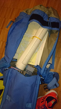 Rucksack with sea charts & harbor books 