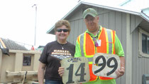 Kathy Rall Estep presents Chew with a very special gift... numberplates from Dave and Donnie Estep, for our Walls of Fame!