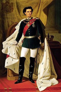 König Ludwig II von Bayern  in Generals-uniform mit dem Krönungsmantel (Gemälde von Ferdinand von Piloty, München 1865)