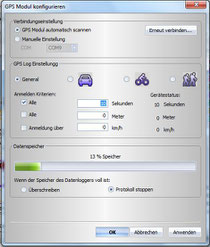 Konfiguration des GPS-Logger