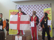 Jo Redman and Cat Harris on the podium
